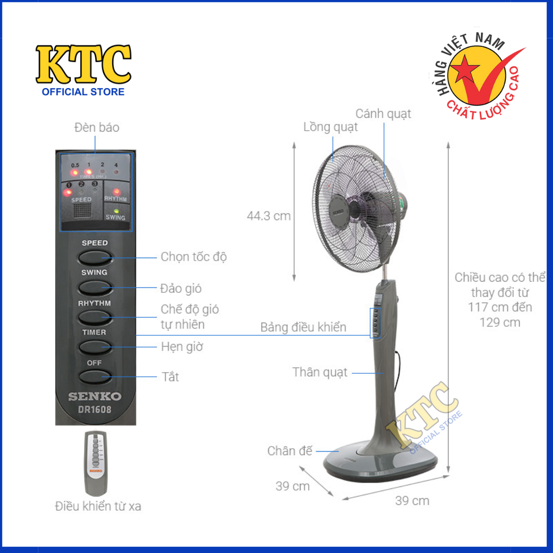 Quạt cây có điều khiển DR1608